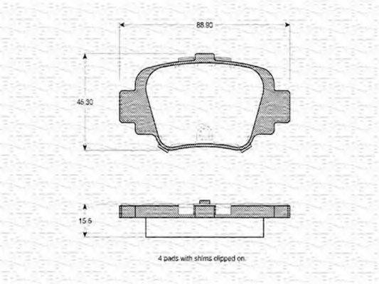 MAGNETI MARELLI 363702160540 Комплект гальмівних колодок, дискове гальмо