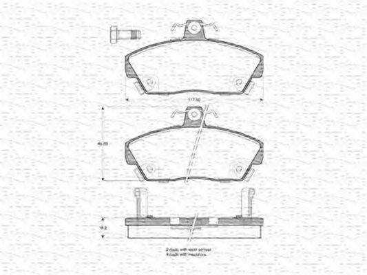 MAGNETI MARELLI 363702160556 Комплект гальмівних колодок, дискове гальмо