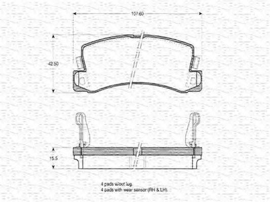 MAGNETI MARELLI 363702160601 Комплект гальмівних колодок, дискове гальмо