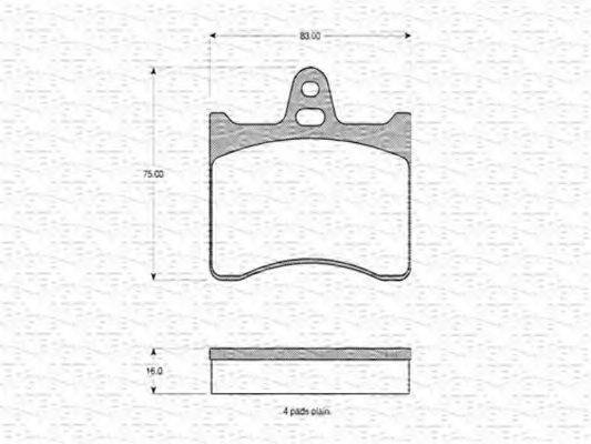 MAGNETI MARELLI 363702160716 Комплект гальмівних колодок, дискове гальмо