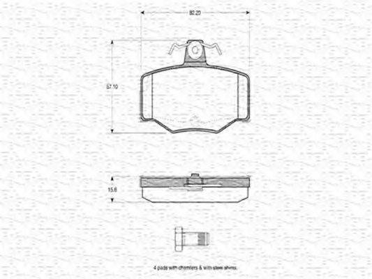 MAGNETI MARELLI 363702160753 Комплект гальмівних колодок, дискове гальмо