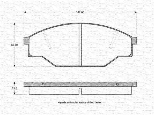 MAGNETI MARELLI 363702160802 Комплект гальмівних колодок, дискове гальмо