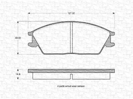 MAGNETI MARELLI 363702160815 Комплект гальмівних колодок, дискове гальмо