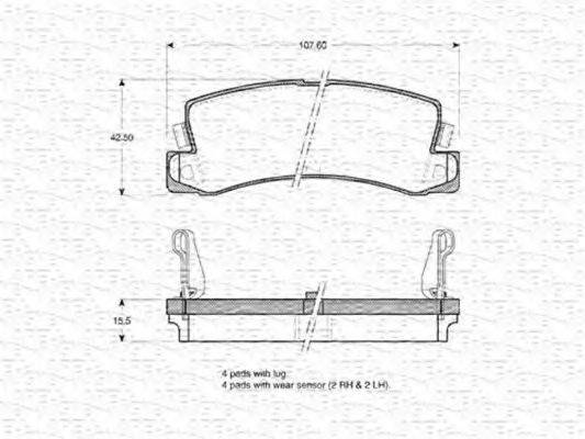 MAGNETI MARELLI 363702160885 Комплект гальмівних колодок, дискове гальмо