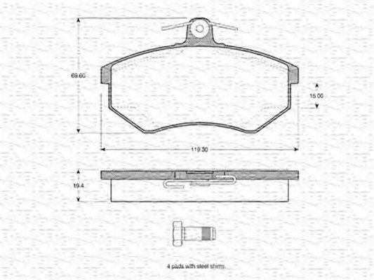 MAGNETI MARELLI 363702160944 Комплект гальмівних колодок, дискове гальмо