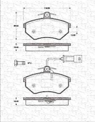 MAGNETI MARELLI 363702161180 Комплект гальмівних колодок, дискове гальмо