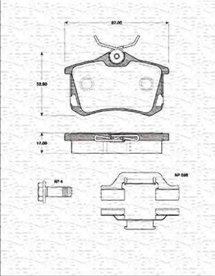 MAGNETI MARELLI 363702161258 Комплект гальмівних колодок, дискове гальмо