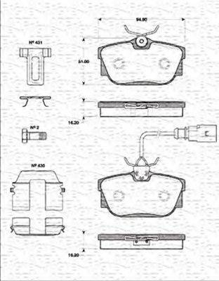 MAGNETI MARELLI 363702161268 Комплект гальмівних колодок, дискове гальмо